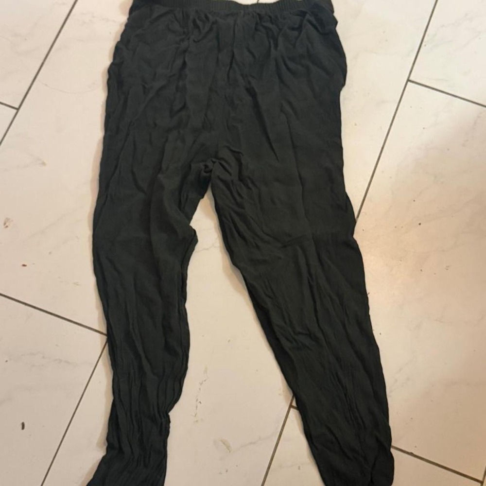 Vintage 70s Pride & Joy Black Tapered Pants Plus Size 16W Made in USA Retro